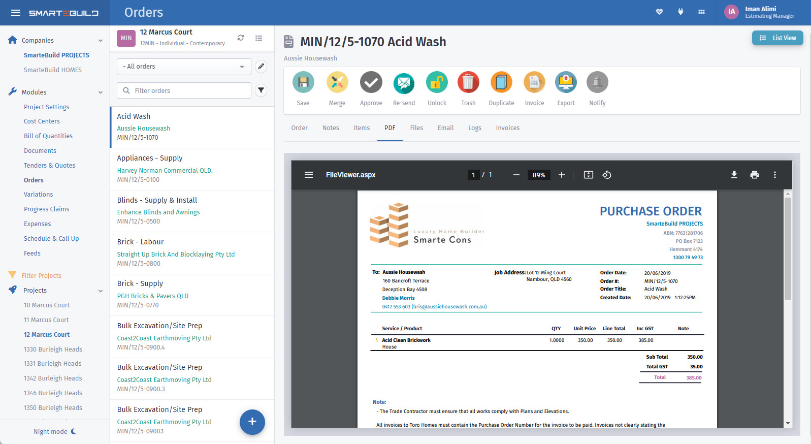 SmarteBuild Purchase Order