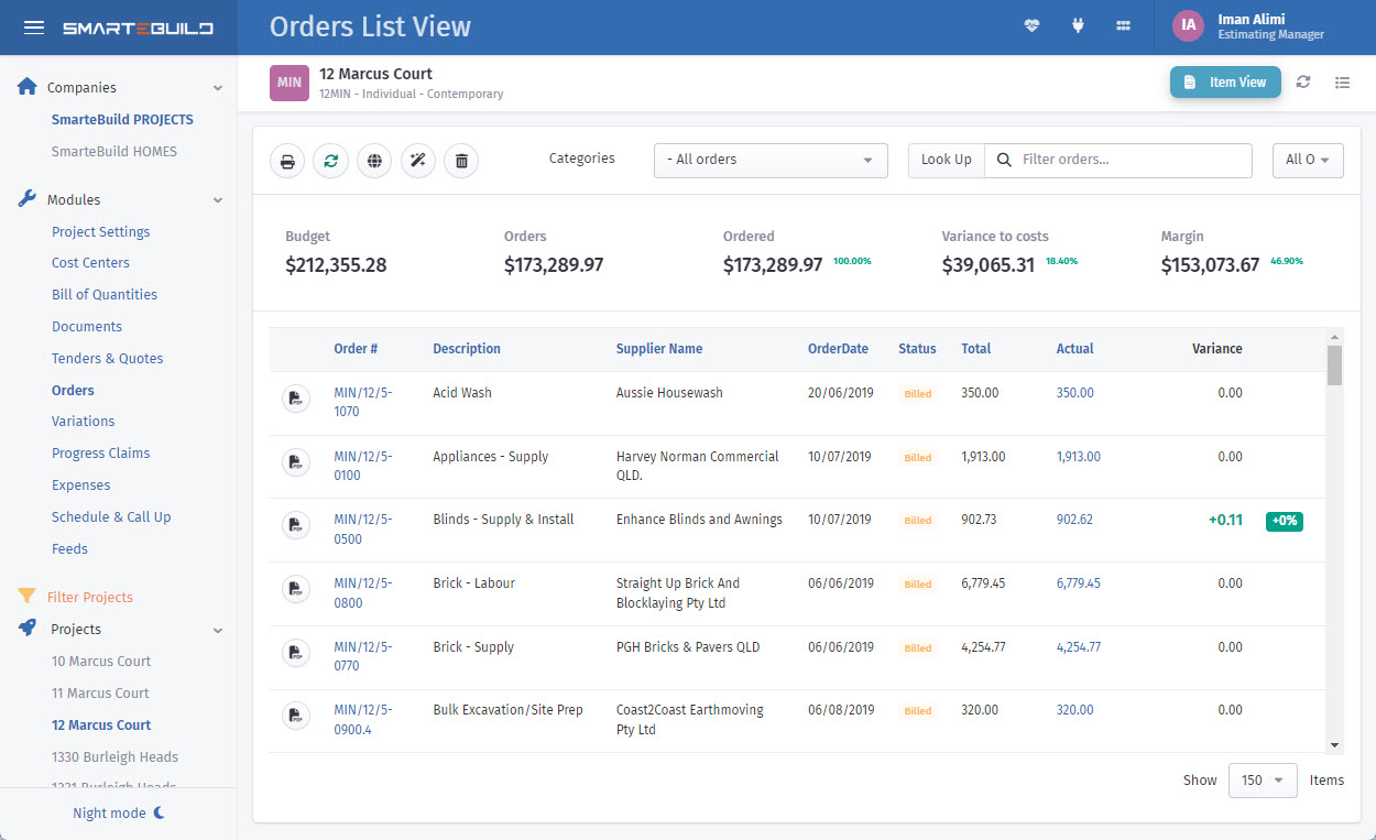 Track Purchase orders on tablet